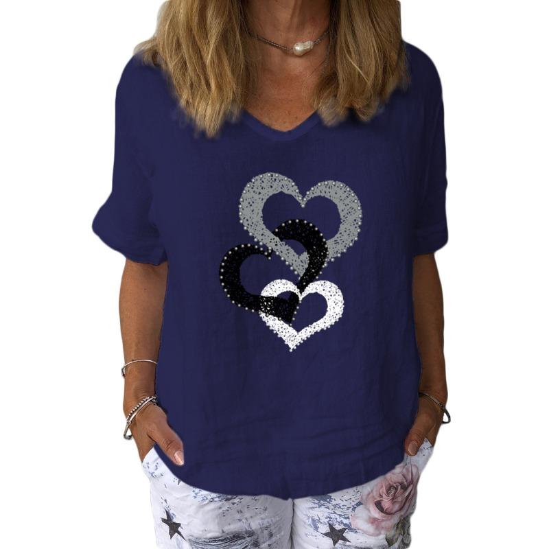 IHUASU Moda Donna Casual Manica Corta Scollo a V Bluse e Camicie