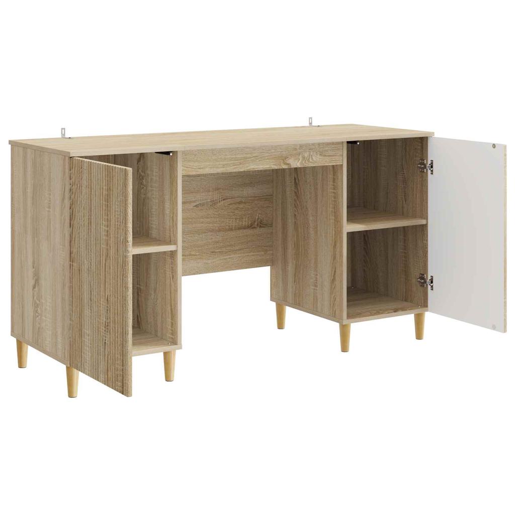 Desk Sonoma Oak Finish 142.5 x 50 x 75 cm Engineered Wood
