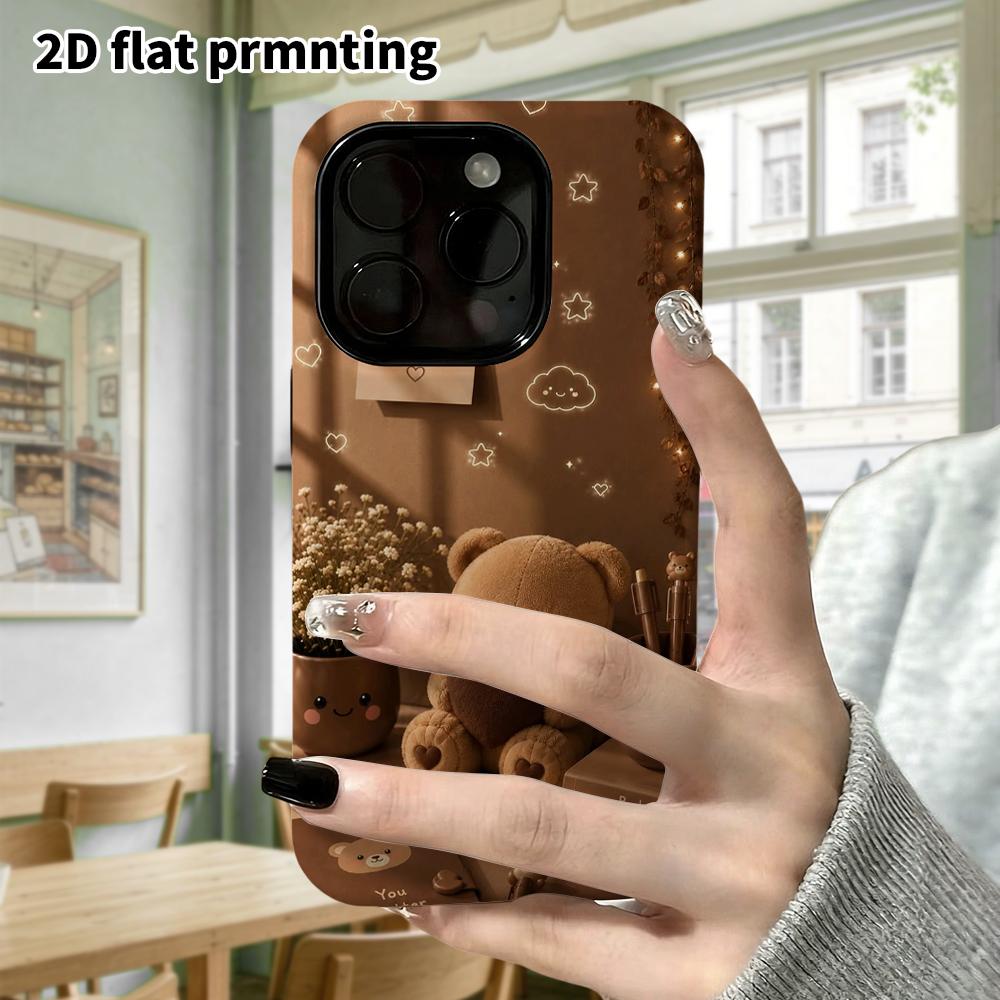 Phone Case: 2D Flat Samsung Galaxy A34 A35 M05 M06 S20 S22 S21 FE Plus 5G Protective Case, Brown-tone Little Bear Desk, Perfect Christmas and Hallowee