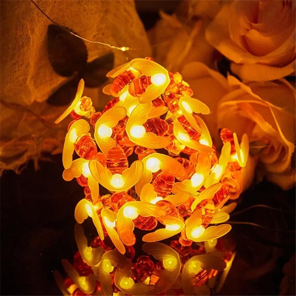 20/50/100 LED Solar Niedliche Biene Fee Lichterkette Gartenlichter 8 Modi Außenbeleuchtung für Blumenzaun Weihnachten Hochzeitsdeko