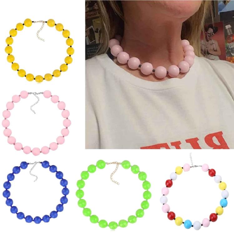 Acrylic Chunky Beads Necklace Statement Bubblegum Necklace Dress Up Jewelry