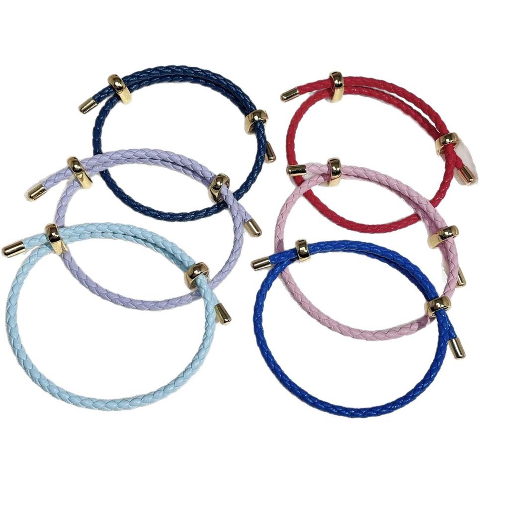 Corda de Pulso Ajustável de Couro de 3mm - Pulseira do Zodíaco Bagua - Corda Decorativa Vermelha para DIY