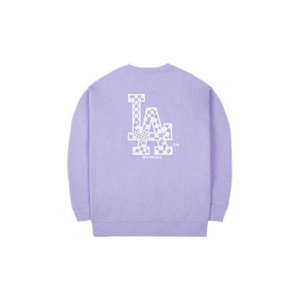 New Era Letter Embroidered Pullover American Sweatshirt Unisex Sweatshirt Light-Purple 13558610