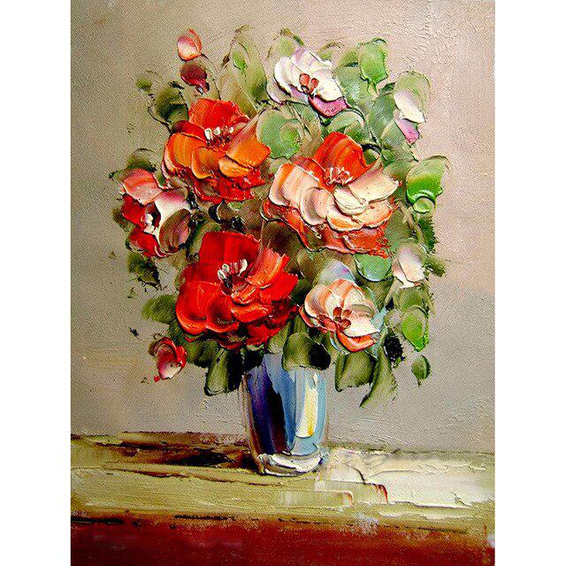 DIY 5D diamantmaleri Blomster Diamantbroderi Helrunde Rhinestones Korssting