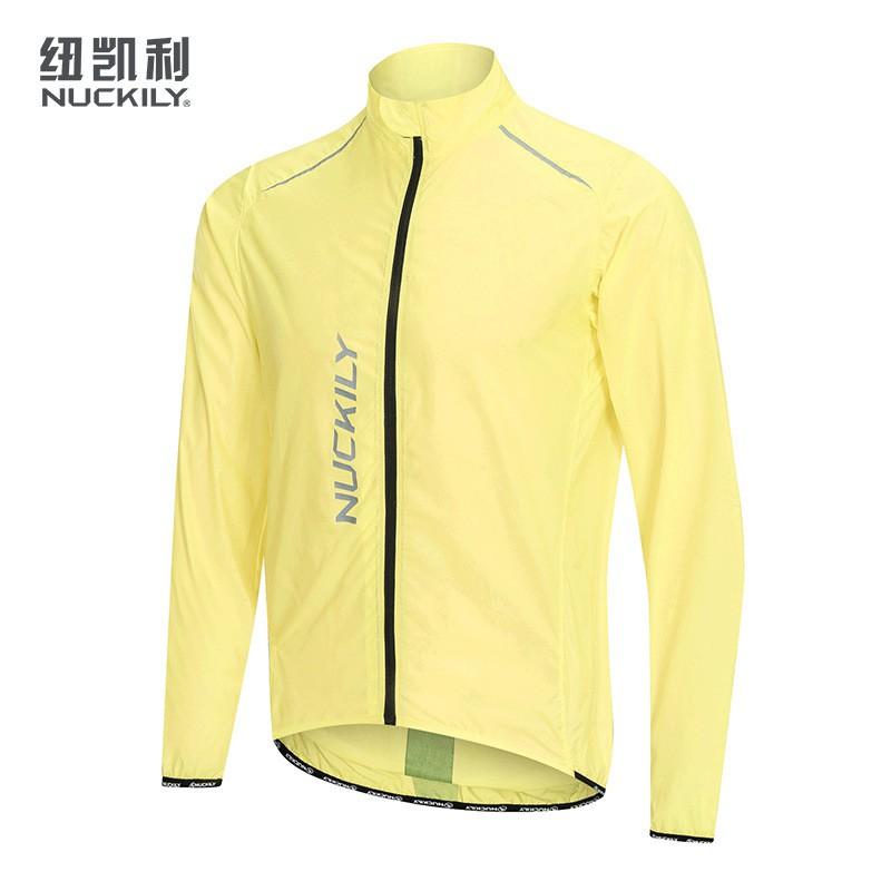 NUCKILY Unisex Cycling Windbreaker Jacket With Reflective Stripes UV Protection Outdoor Riding Apparel