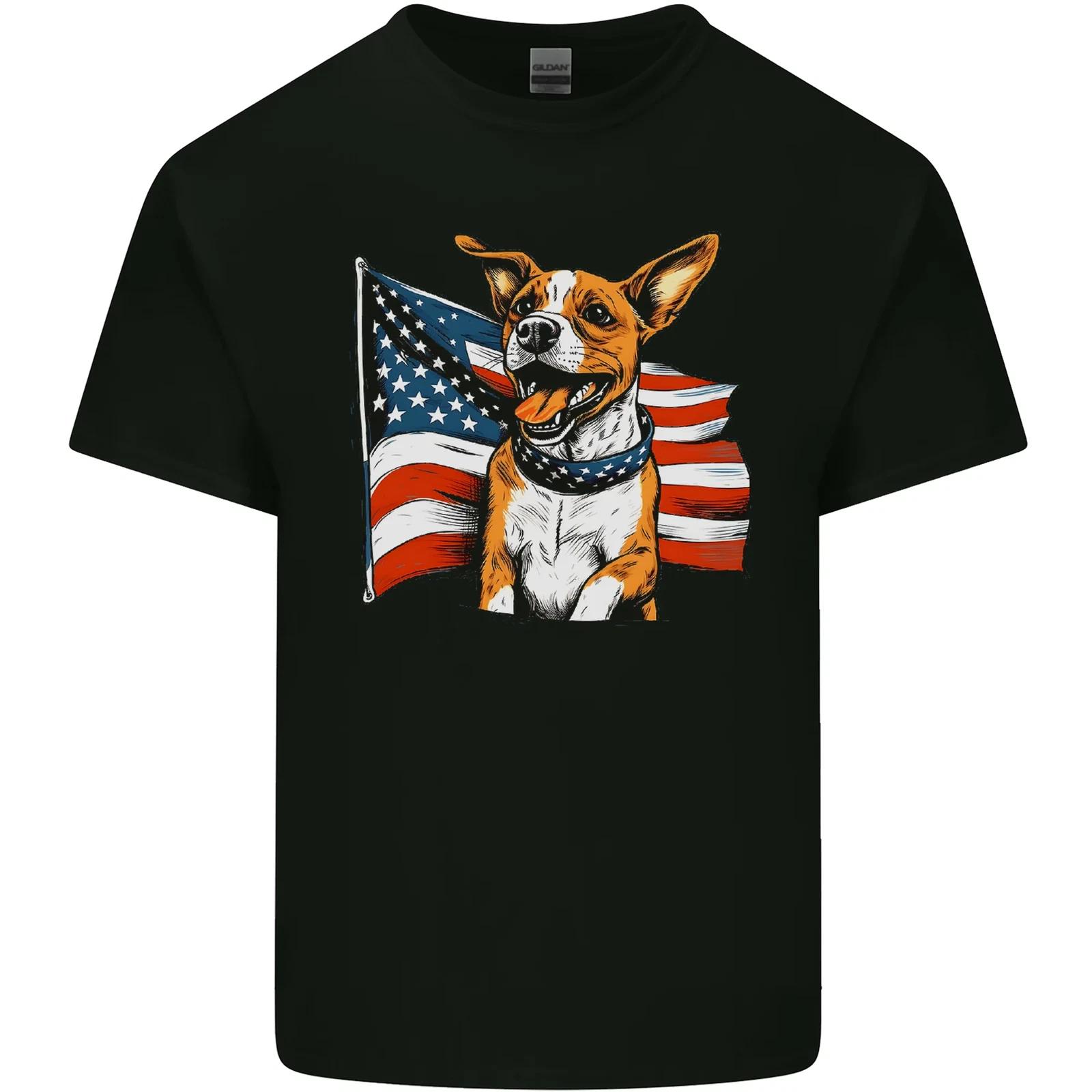 

A Jack Russell With USA Flag America Dog Kids T-Shirt Childrens 3XL