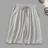 Men Summer Shorts Solid Color Loose Elastic Waist Drawstring Deep Crotch Keep Cooling Comfortable Pockets Plus Size Knee-length Shorts Men Clothes