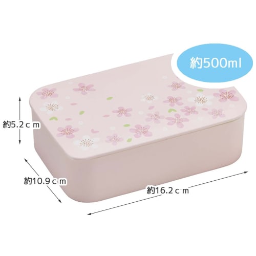 Skater (NLP5-A) Lacquered Single-Tier Lunch Box, 500ml, with Inner and Belt, Cherry Blossom Pink, Made In Japan