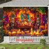 2D Banner 1 Piece Day of the Dead Theme Skeleton and Flower Altar Suitable for Halloween Party Decoration