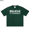 Unisexs Pure Cotton Believe In Yourself Simple Letter Print Tshirt Harajuku Retro Clothing Aesthetics Loose Top Pullover Tshirt
