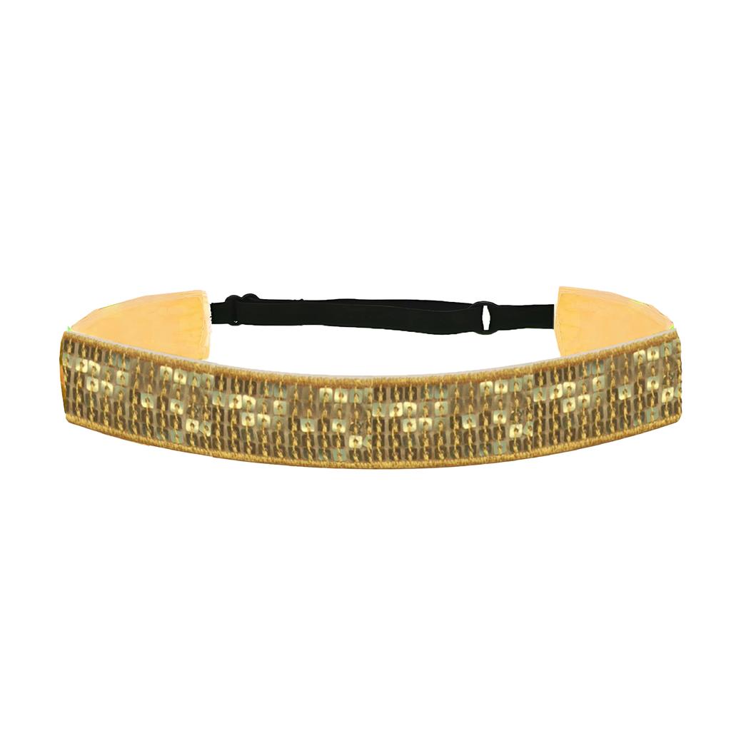 Adjustable Glitter Sequin Headbands for Women, Non Slip Velvet Lined Sports Yoga Hair Bands, Sparkly Elastic Head Wraps for Party Festival Gym Running