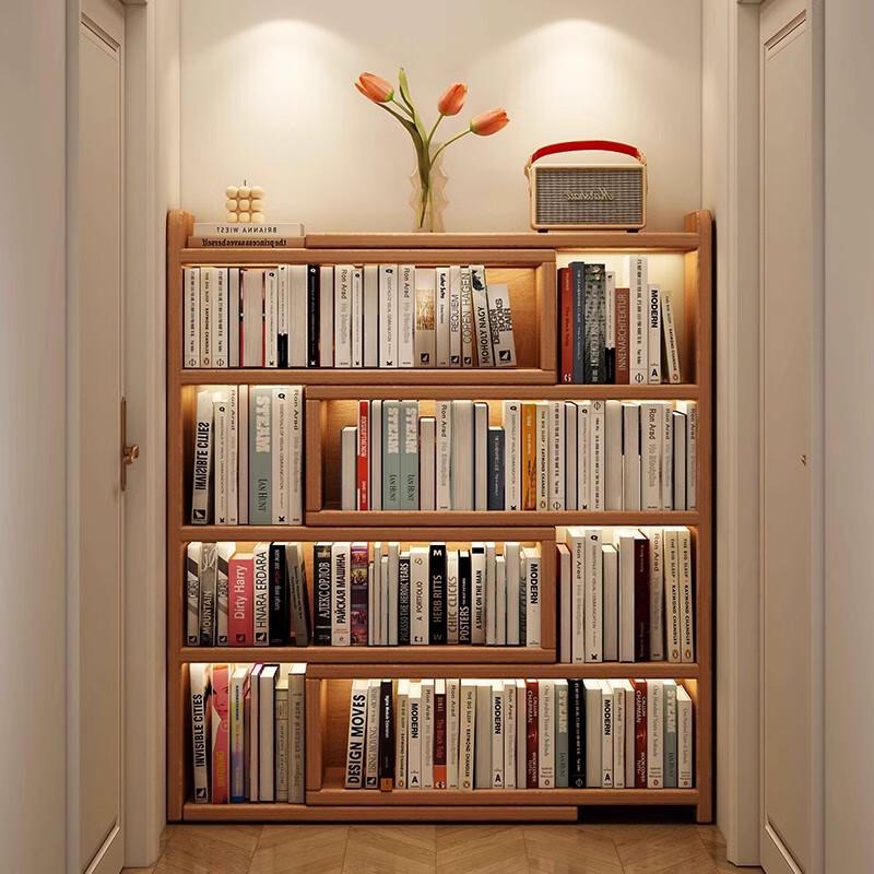 Miflame Solid Wood Wall-Mounted Bookshelf & Storage Cabinet