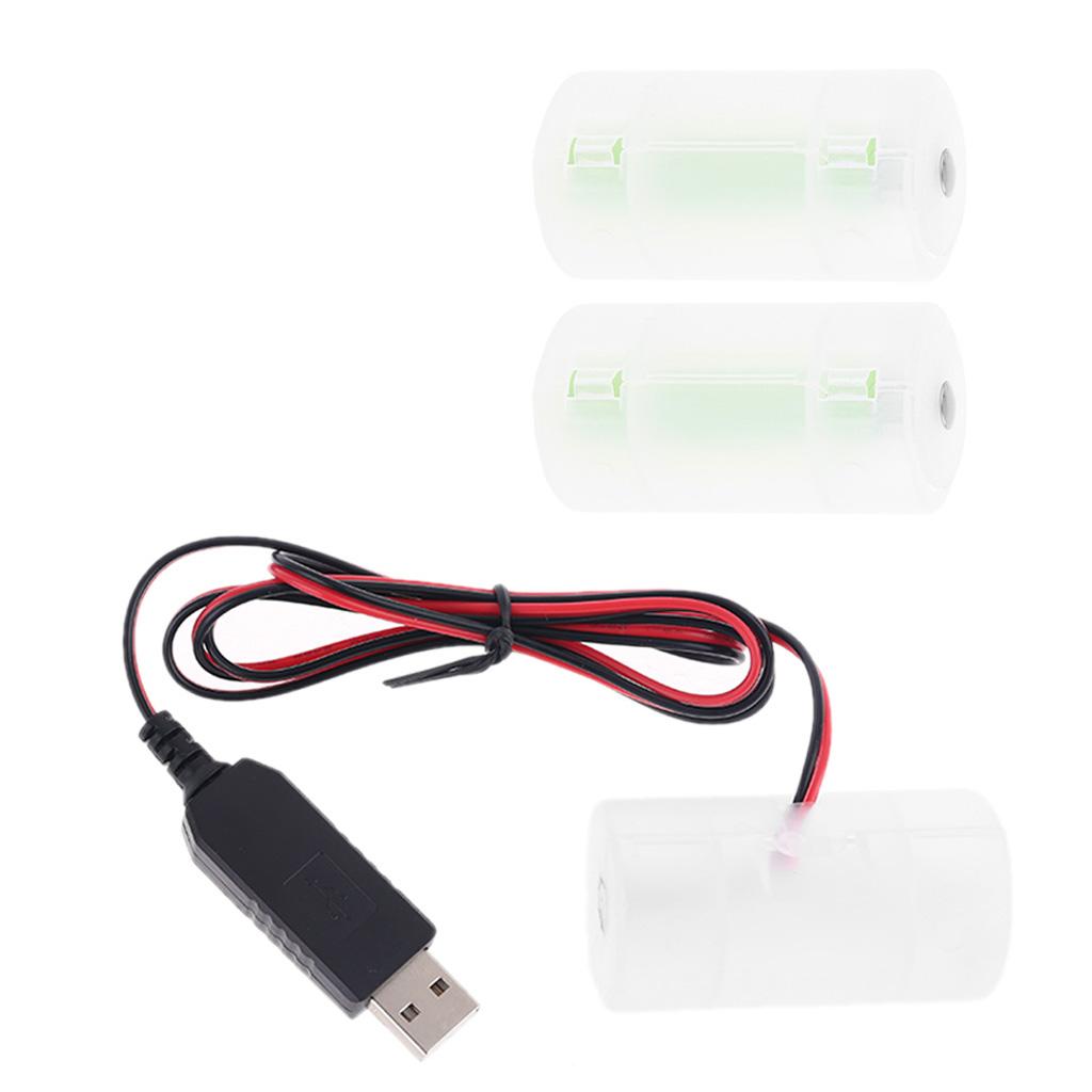 USB Battery Power Supply Adapter Can Replace 1 To 4pcs 1.5V 3V 4.5V 6V D Size LR20 Battery Eliminator Cable for Clock