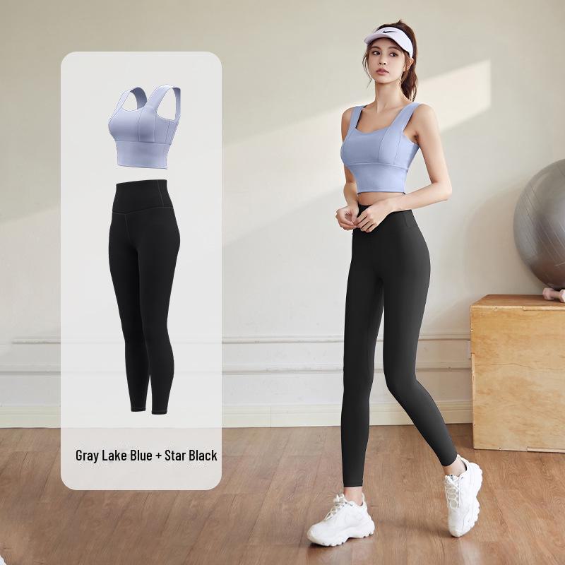 "Juyitang Peach Yoga Set: Shockproof Medium Support for Indoor Running & Fitness"