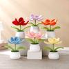Knitting Tulip Flowers with Potted Cute Crochet Flower Fake Plant Party Gift Home Decor Tulip Woven Flower
