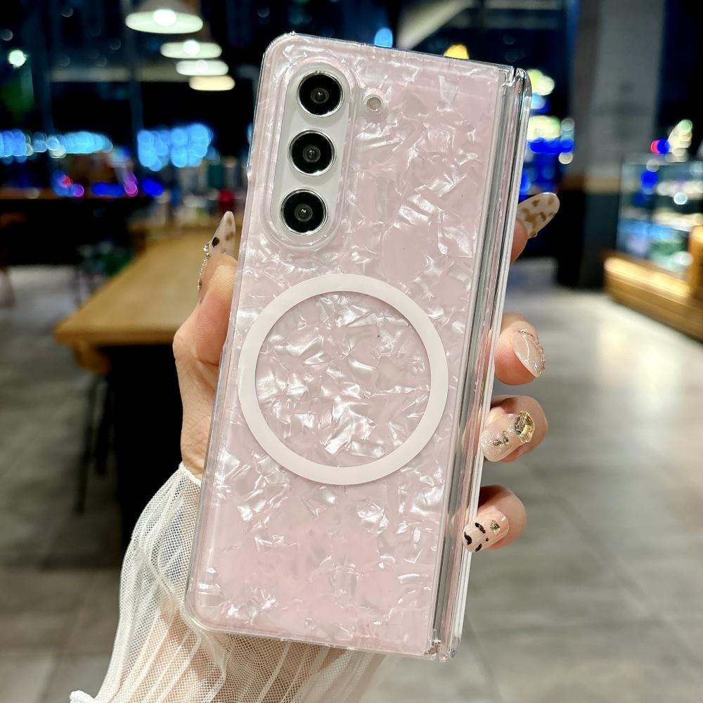 Dreamy Shell Pattern Magnetic Hinge Case For For Samsung Galaxy Z Fold 7 6 5 4 5G Wireless Charging Ultra Thin Hard PC Bumper Cover