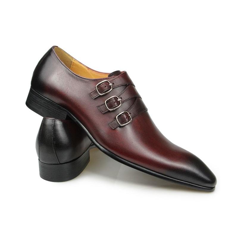 Fashion Summer Loafers For Men Monk Strap Italy Style Business Wedding Evening Office Male's Footwear Comfortable Luxury Sandal Wine Red