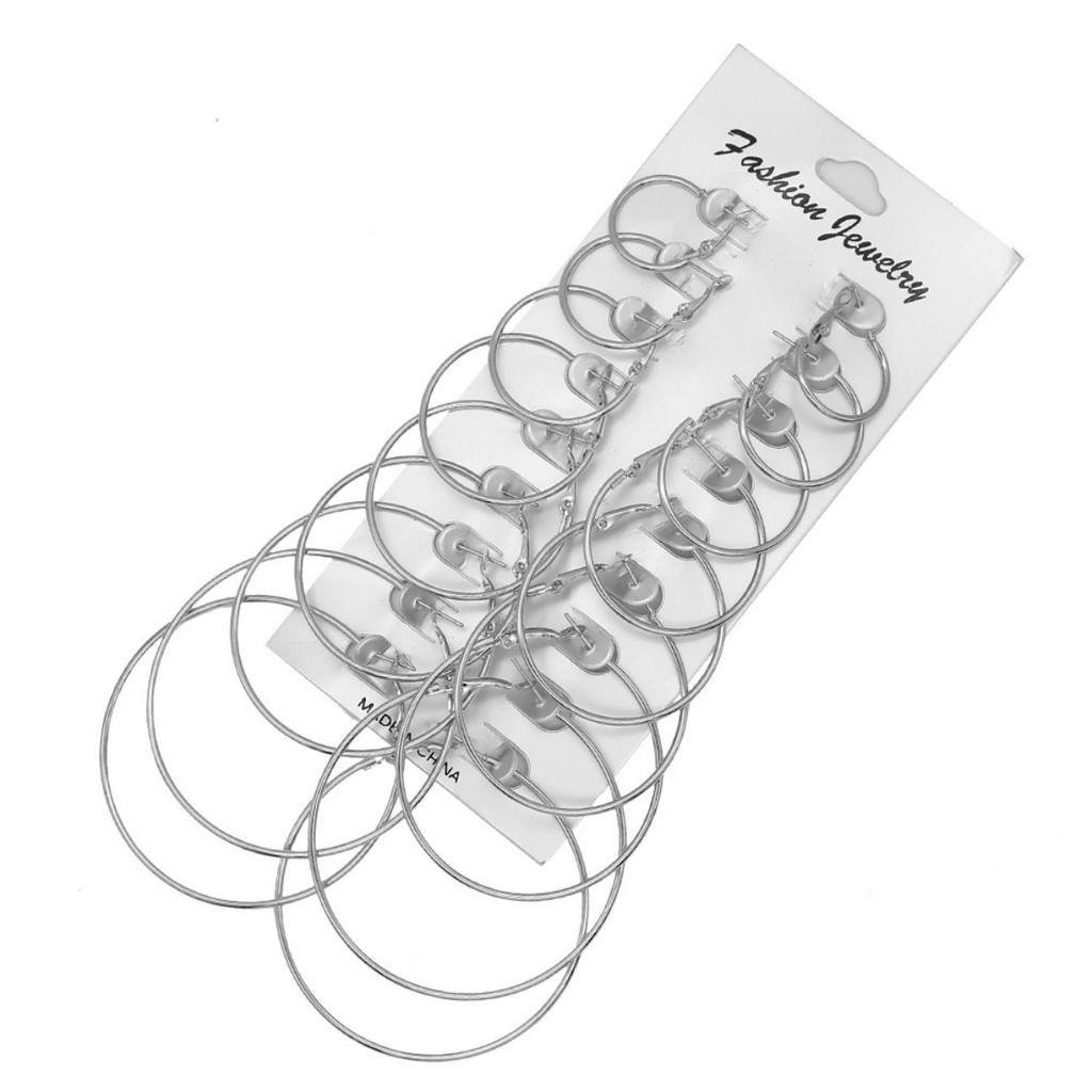 12Pairs/9Pairs/6Pair Simple Punk Hoop Earrings Set Big Circle Earrings Jewelry for Women Girls Ear Hoops Earring Round Oversized