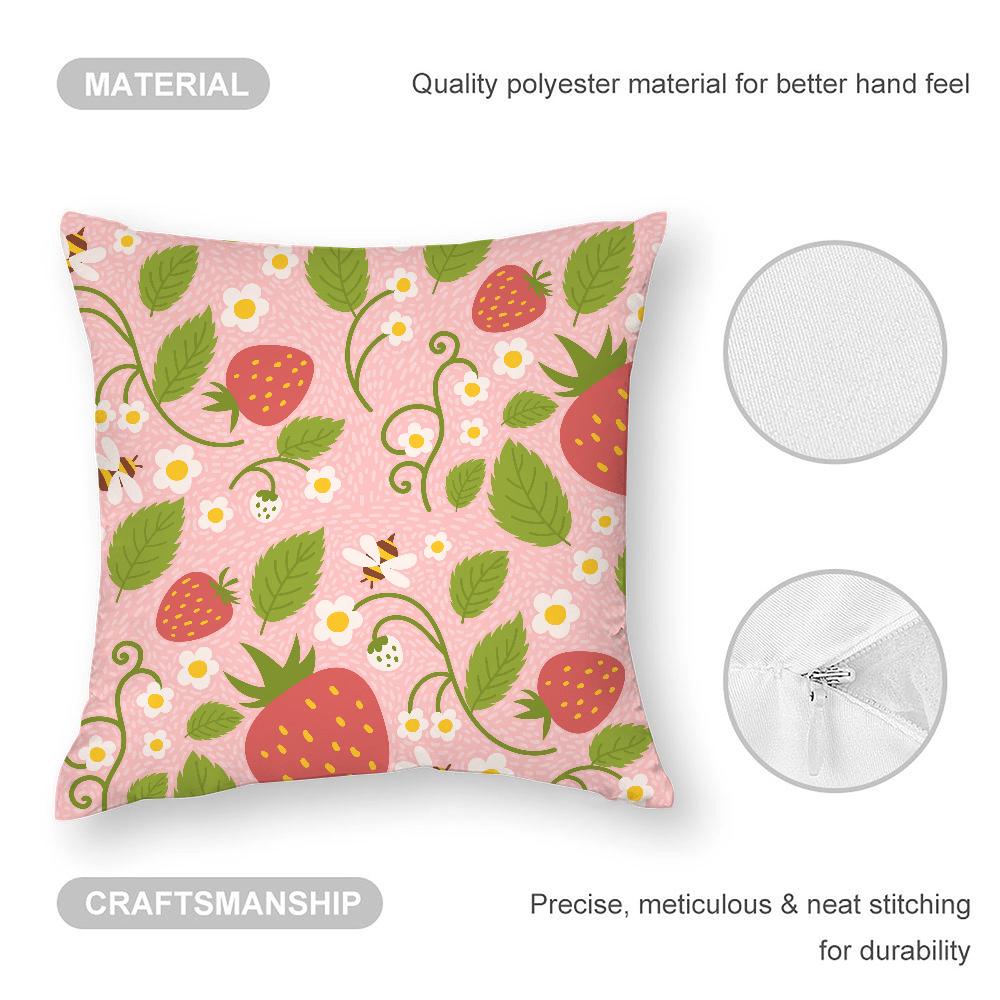 Cute Strawberry Pillow Case 3D Print Polyester Fiber 40*40 Cm Home Sofa Throw Pillow Cover Decoration Festival Gift