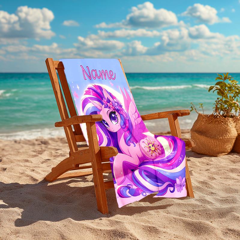 Personalized customized proof beach towel with My Little Pony pattern - soft, absorbent,quick-drying,perfect swimming,camping&bathing