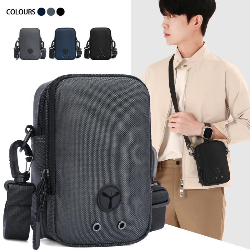 Mobile Phone Bag Men's Shoulder Crossbody Bag Water-Repellent Oxford Bag