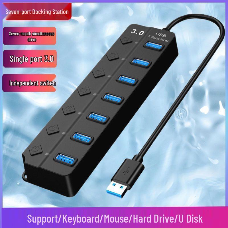 USB 3.0 Seven-Port Docking Station with Independent Switches