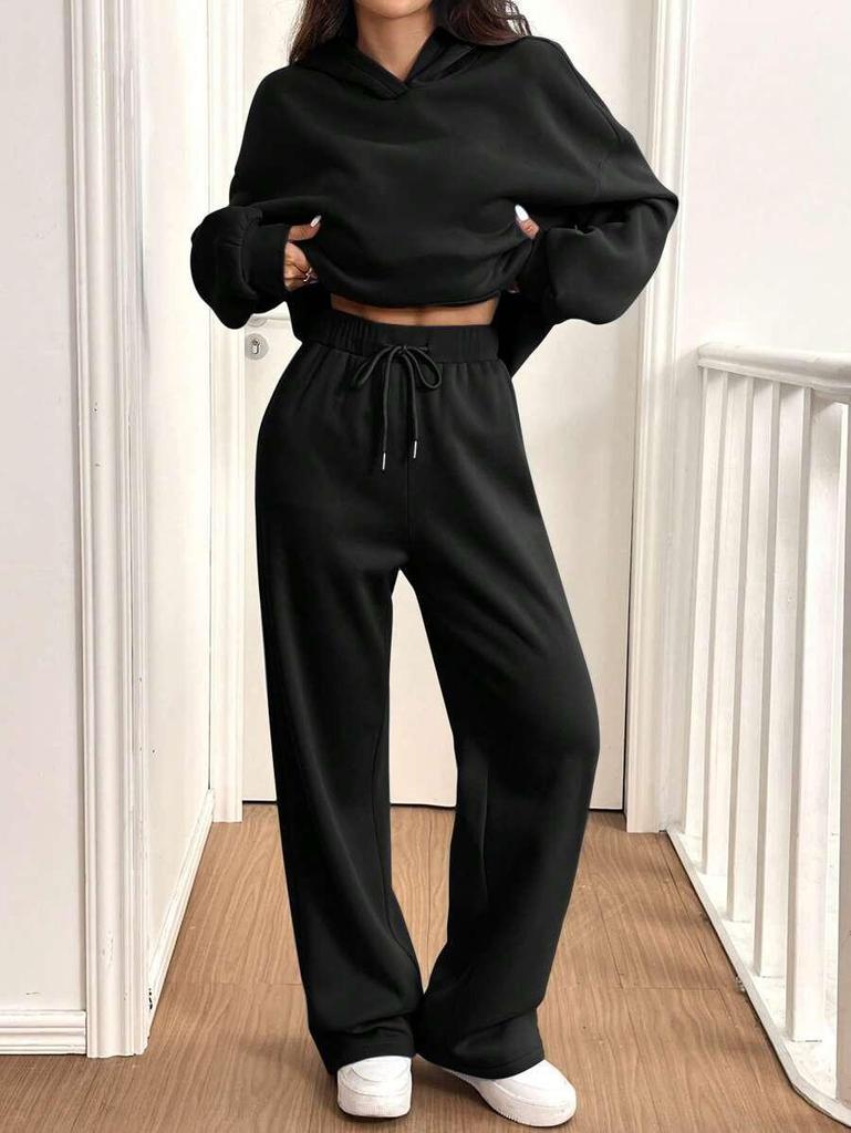 2-Piece Women's Casual Warm Lined Hoodie & Pants Set - Autumn/Winter Sportswear