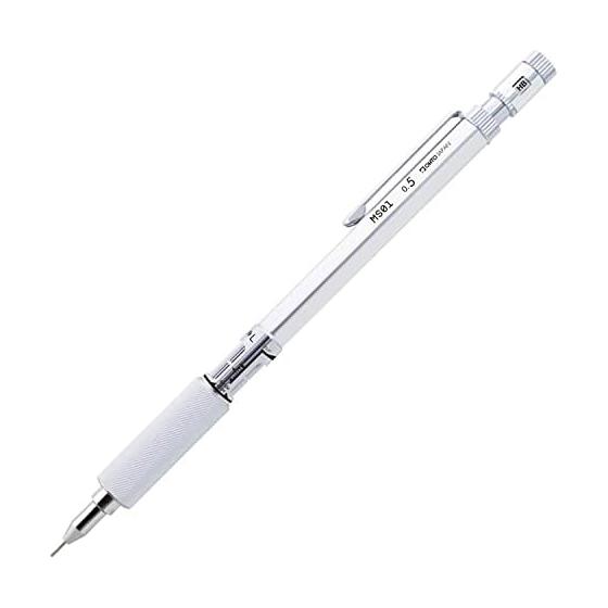 Auto Mechanical Pencil 0.5mm MS01-SP5-SV Drafting High-Function Sharp Easy-to-See Lines and Characters While Writing 3-Stage Taper Guide Pipe