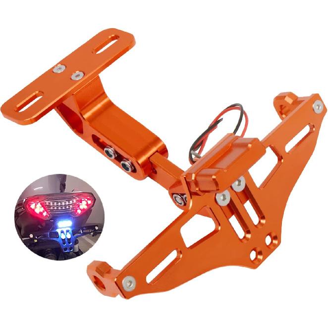

Worldmotop Motorcycle License Plate Bracket Fender Eliminator Kit Universal Replacement for Yamaha Kawasaki Honda Ducati Suzuki BMW Adjustable Light помаранчевий