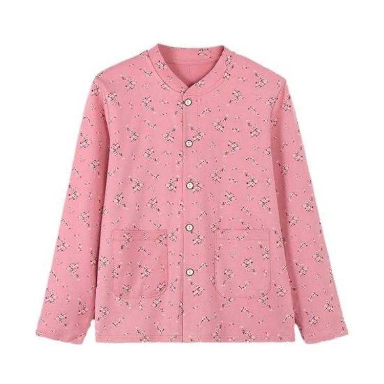 

Lightweight Womens Floral Print Cotton Shirt Jacket Long Sleeve Button Down Shackets with Pockets Casual Spring Fall Outwear L розовый