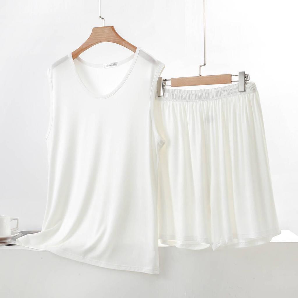 Women's Modal Pajama Set: Sleeveless Tank Top & Loose Shorts, Summer-Weight Plus Size Homewear