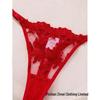 Three-Piece Lace Embroidered Mesh Lingerie Set