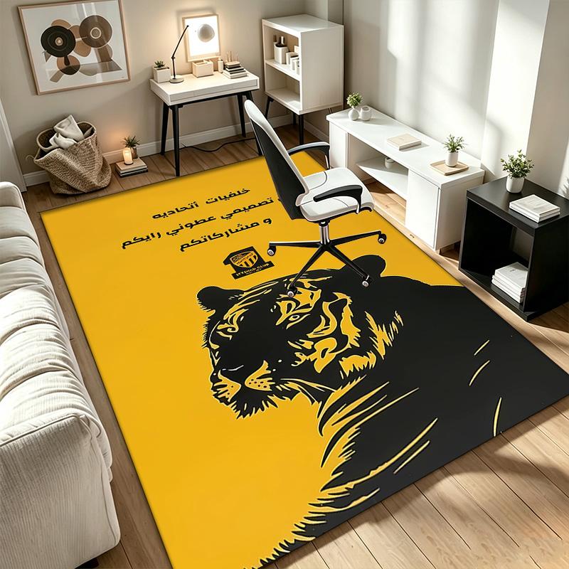 Al‑Ittihad FC A rug suitable for office chair areas living rooms and computer desks perfect for home offices and an ideal holiday gift