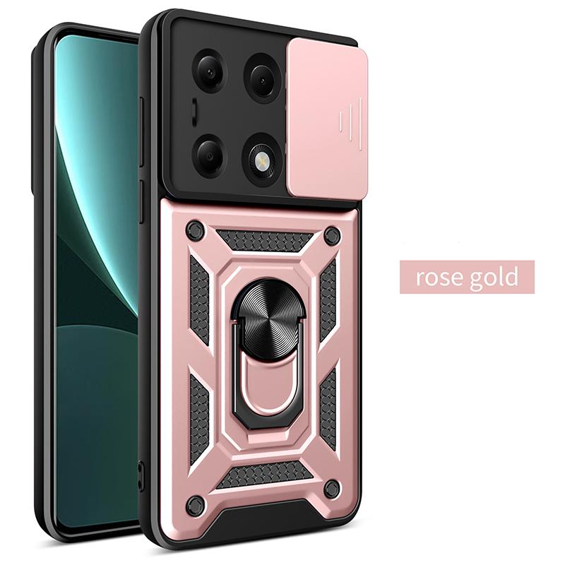 Stoßfeste Panzerhülle für Xiaomi Redmi Note 13 4G/5G Pro Plus Poco X6 mit magnetischem Ringhalter für Auto Handyhülle Schutz