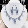 Luxury Waterdrop Pendant Jewelry Set Earring Pink Necklace For Women Bridal Wedding Exquisite Fashion Zircon Party Banquet Gift