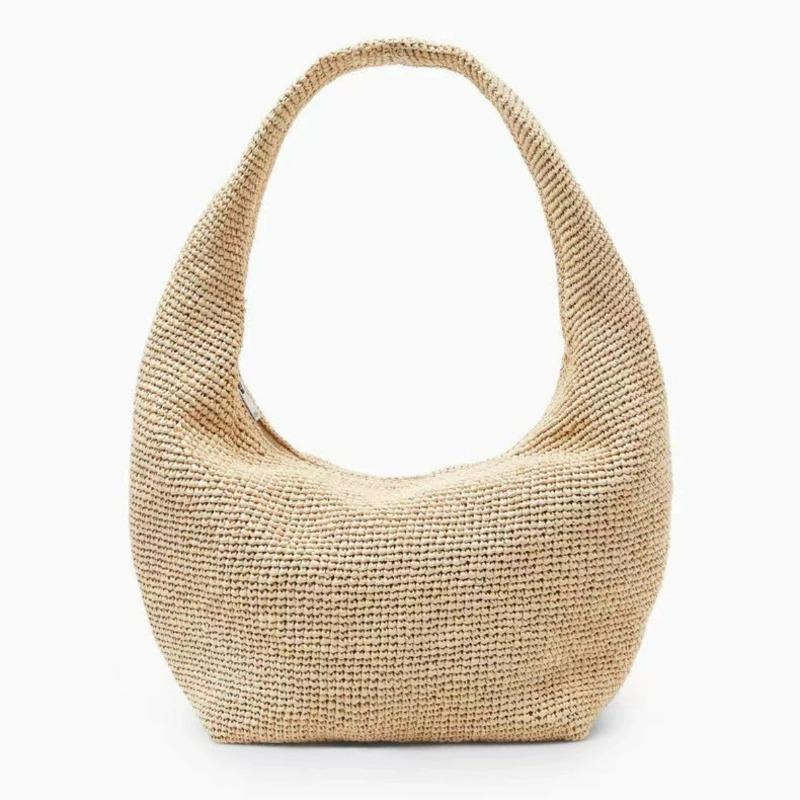 Versatile high-end straw woven bag women's new hand-woven bag large-capacity shoulder underarm bag vacation beach bag