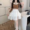 2025 Spring/Summer Women's High Waist Sweet Puff Double Layer Lace Skirt