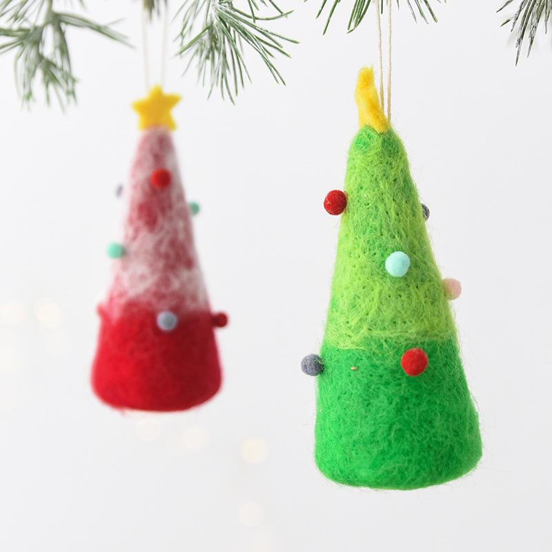 NUCHI Wool Felt Mini Christmas Tree Ornament - Desktop Decoration Pendant