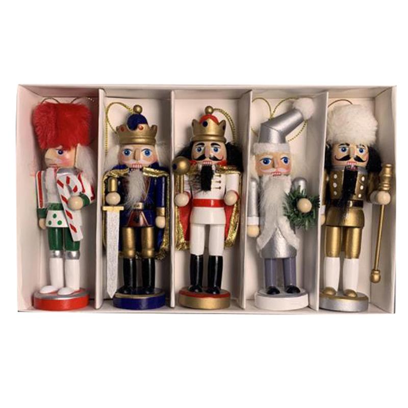 1pc 12/10.5cm Wooden Nutcracker Doll Soldier Miniature Figurines Handcraft Puppet New Year Christmas Ornaments Home Decor random