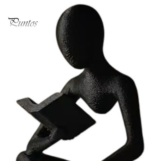 Frosted Stone Surface Figure 3D Printed Bookshelf Decor Thinker Statue, Abstract Art Ornament, Reading Sculpture, Aesthetic Cross-legged Reader