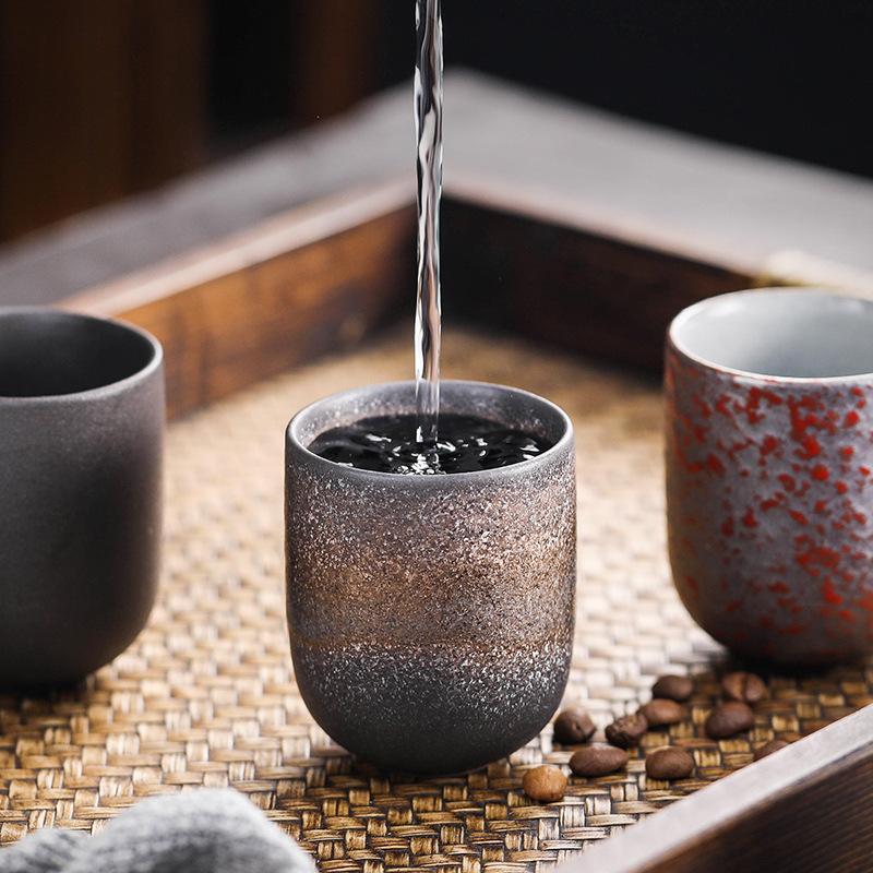 Rough Pottery Tea Cup Japanese Style Gongfu Tea Mug Kiln Change Ceramic Cup Home Office Drinkware