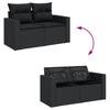 Vidaxl 6-Cz. Garden Furniture Set With Cushions, Black Poly Rattan