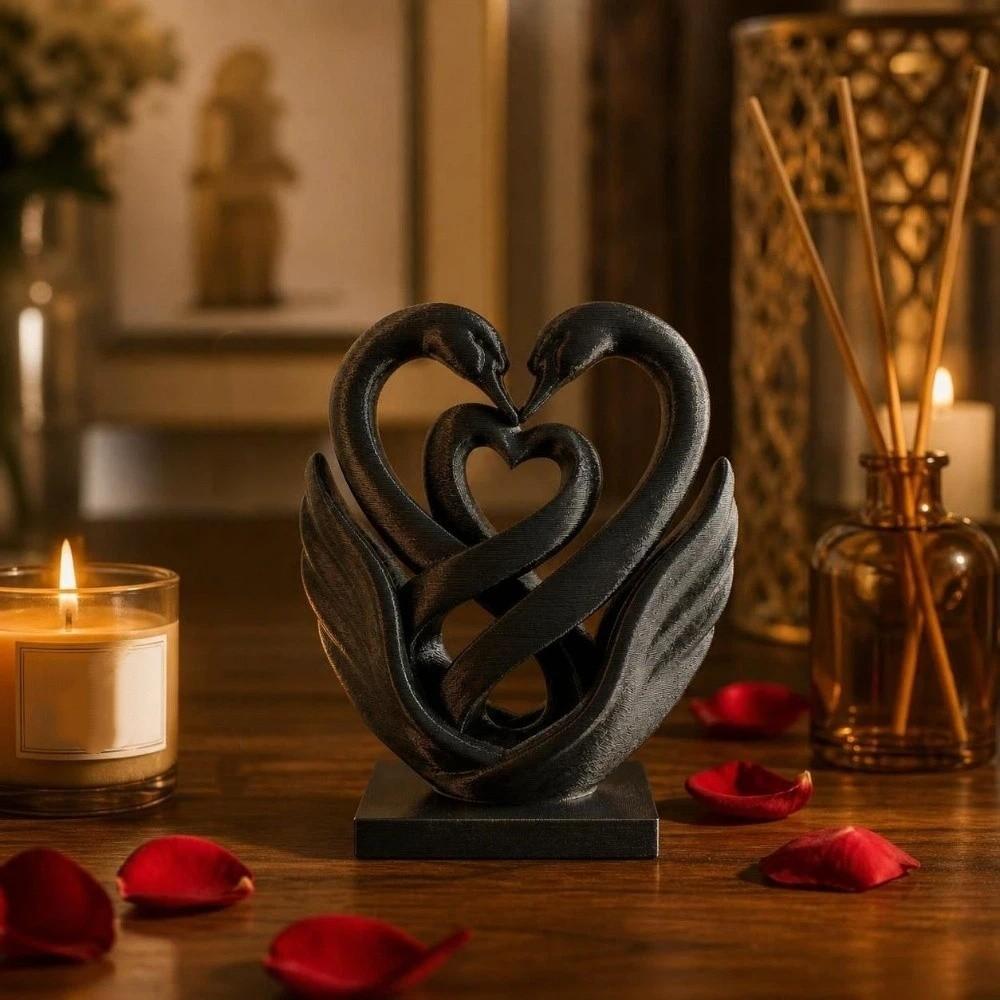 Home Decoration Swan Ornaments 3D Printed Swan Statue Ideal Gift Hollow Heart Models Bedroom
