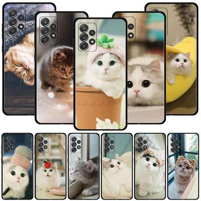 Lindo gato gatito caso para Samsung Galaxy A51 A71 A01 A11 A21 A21s A31 A41 A72 A52 A42 A32 A22 A12 A02 A02s F42 teléfono Shell