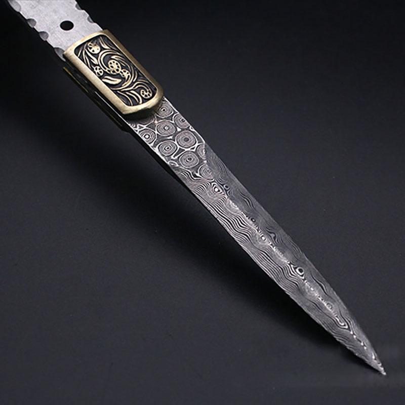 Damascus Steel Fixed Blade Knife Billets DIY Puerh Tea Needles Teaware Tool Part Accessories Gift for Men