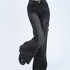Plus Size Butterfly Embroidery Flare Jeans - Women's Summer Streetwear Slimming Wide-Leg Pants