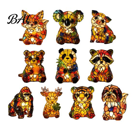 Unique Animal Shaped Desk Light Vintage Stained Glass Style Lamp, Cute Night Light, Decorative Cozy Warm for Reading Lamp Bedroom Bedside Kids
