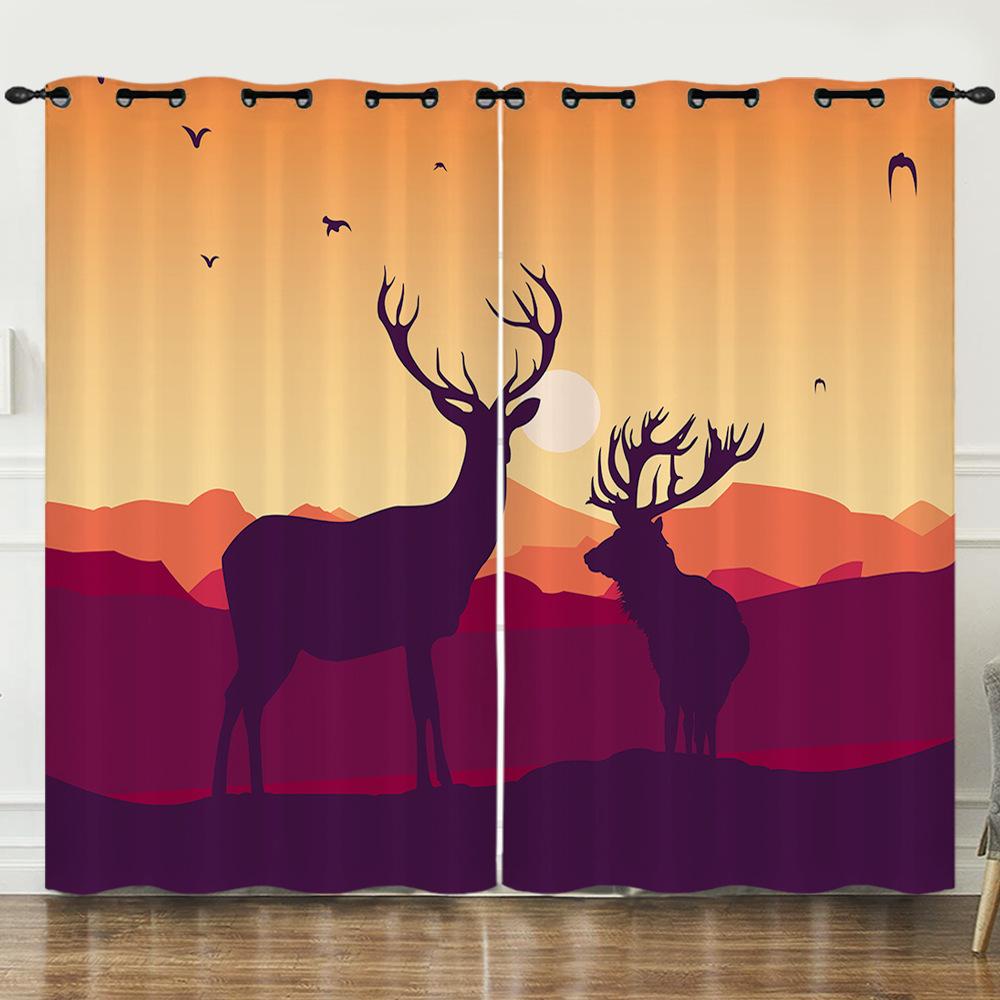Curtain Animation Cartoon Deer Dream Deer Digital Printing Blackout Curtain Punching