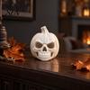 Hollowed Resin Figurine 3D Printed Pumpkin Skull Figurine, Blank DIY Paint Halloween Unique Lighting Props Statue, Desktop Ornament for Party