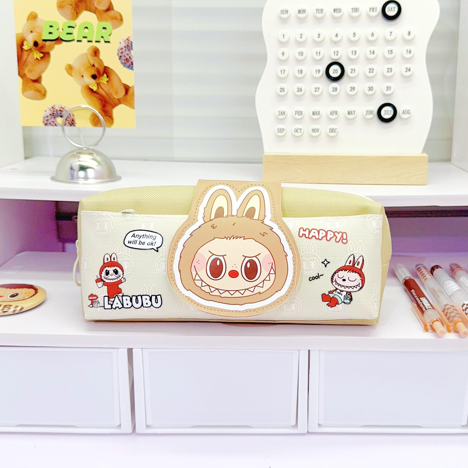 

Cartoon Labubu Multi-Layer Pencil Case with Large Capacity & Magic Tape Closure